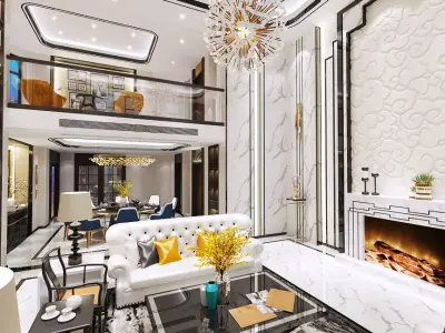 Luxury living room interior 3D model