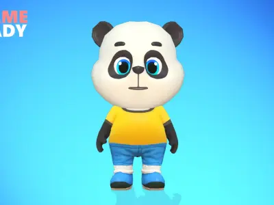 Panda Bear Animated Rigged Low-poly 3D model