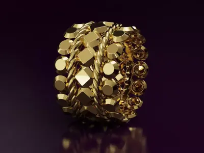 rhombus and half sphere Ring N2 Free 3D print model