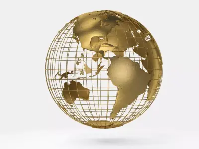 Earth Globe Golden Style Low-poly 3D model