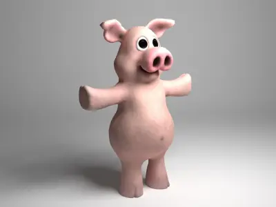 Cartoon Funny Pig  3D model