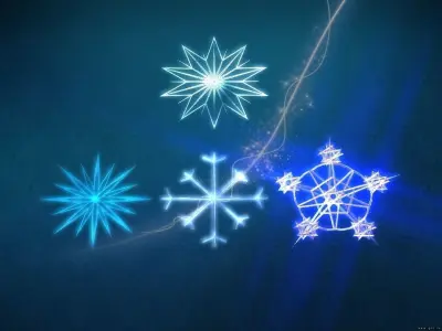 Snow flakes collection Low-poly 3D model