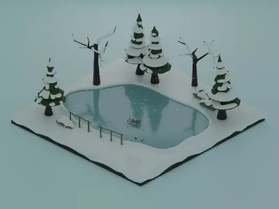 Ice rink Low-poly 3D model