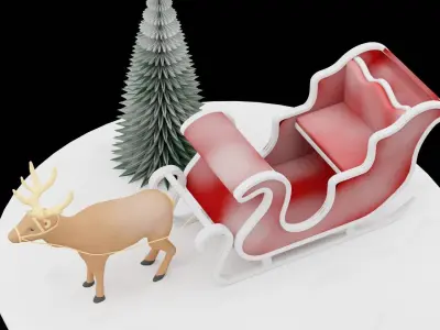 Christmas Reindeer Low-poly 3D model