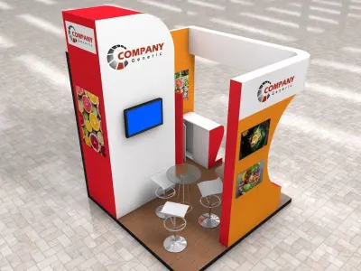 Exhibition Stand Booth stall 3x3m Height 376cm 3 Sides Open 3D model purchase