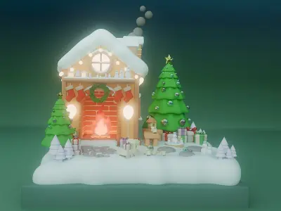 Christmas House Low-poly 3D model