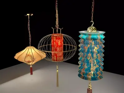 Chinese red lantern  3D model 38
