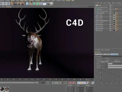 cartoon snow deer Low-poly 3D model rigged  Low-poly 3D model