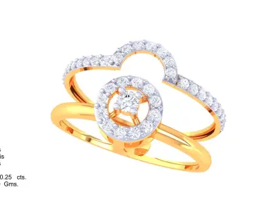 Diamond emphasizing the way diamonds wrap around the golden band 3D print model