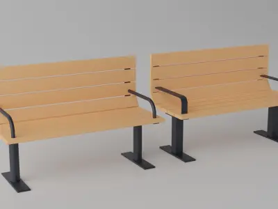 Cartoon Wooden Bench Park 1 Low-poly 3D model