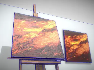 Red Row No-3- Oil Painting   Low-poly 3D model