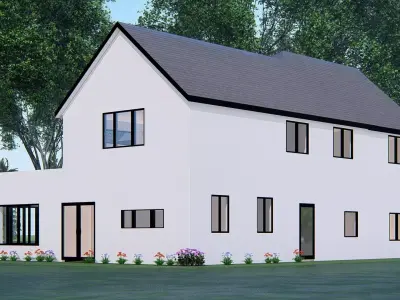 Realistic American House 3D Model Modern Suburban Home 3D model