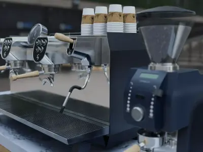 Cafe Counter Low-poly 3D model