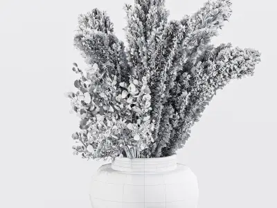 bouqute09 glass vase filled with dried grasses 3D model
