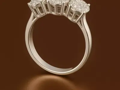 3D White Gold Diamond Ring Flower Cluster Engagement Ring  3D print model
