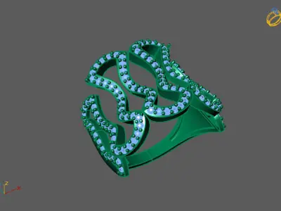 STL 3DM Print Ready Women Diamond Ring Lightweight Printable  3D print model 181