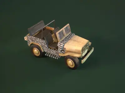 stylized safary car Low-poly 3D model