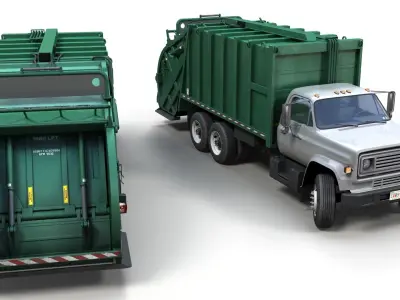 Garbage truck Low-poly 3D model