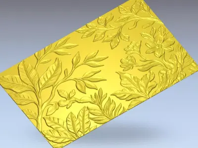 Modern Floral Relief Panel Wall Decor Set STL Mural CNC 318  3D model