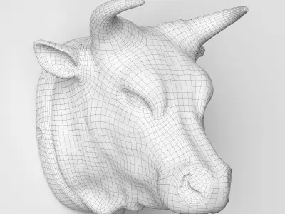 RH CIRCA 1900 CAST METAL BULLS HEAD 3D model