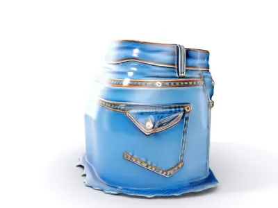 Denim Shorts Model Pack with PBR Textures Low-poly 3D model