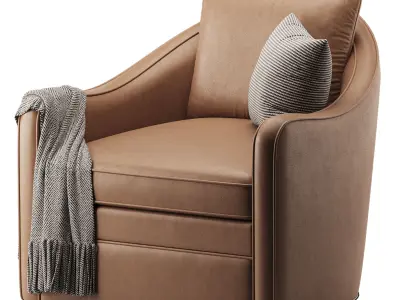 Wide Seat Lounge Swivel Arm Chair 3D model