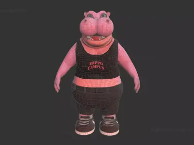 Hippo character  Low-poly 3D model