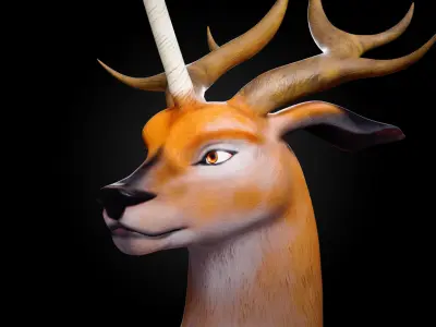 Unicorn Deer - Fantasy Creature 3D Model for Blender Low-poly 3D model