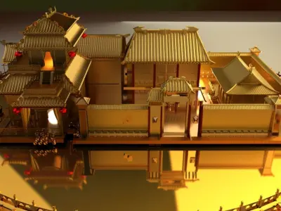 Chinese ancient courtyard house  3D model
