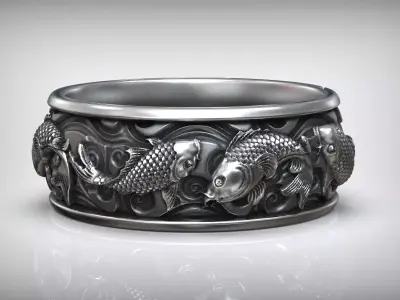 Carp Koi Fish Japanese Traditional Ornament Band 3D print model