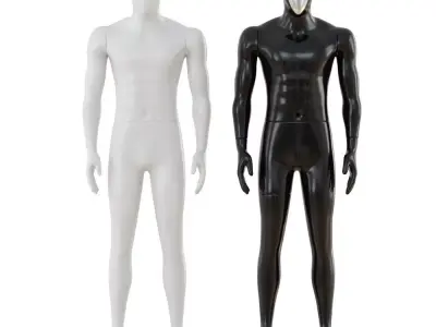 White and black male mannequins 55 3D model