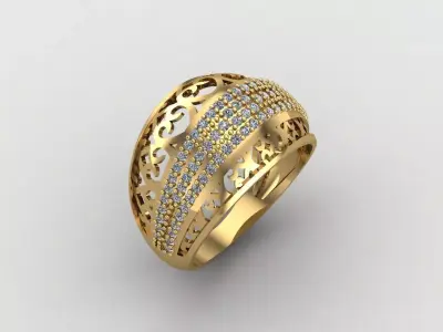 Women Ring With Stone Diamond Ready STL 3DM Models Womens Rings 3D print model 13