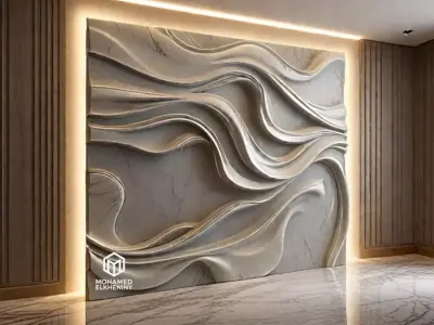 modern panel wall decor set wall relief mural CNC 73 3D model