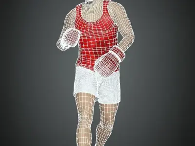 Boxer human model fbx Low-poly 3D model
