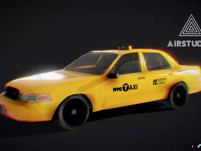 New York Taxi Yellow Cab Low-poly 3D model