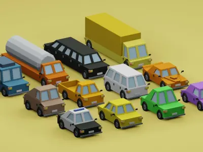 Low poly vechicle - low poly cars Low-poly 3D model