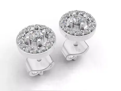 AV 731 Diamond Ladies Halo Stud Earrings 3D print model