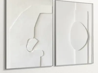 Plaster Two Photo Frame 99 Low-poly 3D model