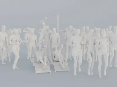 02 LP THIRTIES Beach Sport Casual CROWDS MAN SITTING WOMAN 3D print model