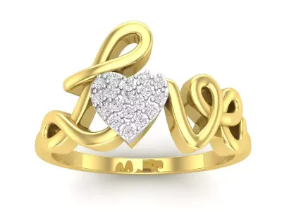 AV 651 Diamond Accent LOVE Heart Ring 3D print model