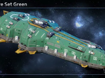 Spaceship Battleship Low-poly 3D model