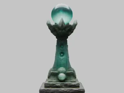 Mysthical Statue Magic Crystal Low-poly 3D model