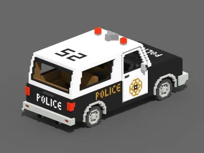 Voxel Police SUV Low-poly 3D model
