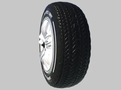 Car Wheel Gaming replaceable text Low-poly 3D model