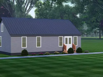 Barndominium Tiny House Exterior  Compact Barn Style Modern Home 3D model