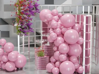 Party Balloons Birthday wedding anniversary Balloons decoration 3D model