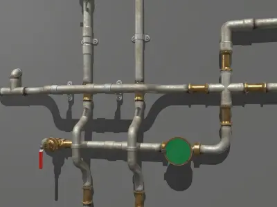 Metal Water Pipes Low-poly 3D model