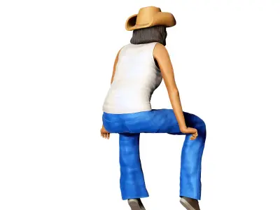 N1 Woman sitting on the back of pickup truck 3D print model