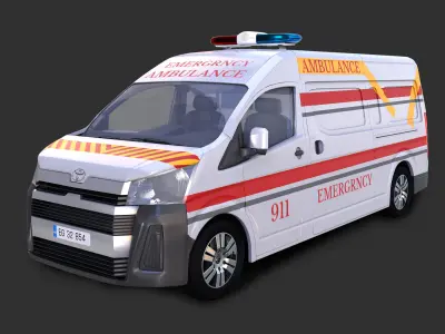 toyota hiace van - Ambulance - taxi - Post - police 3D model