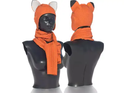 HAT WITH SCARF Low-poly 3D model